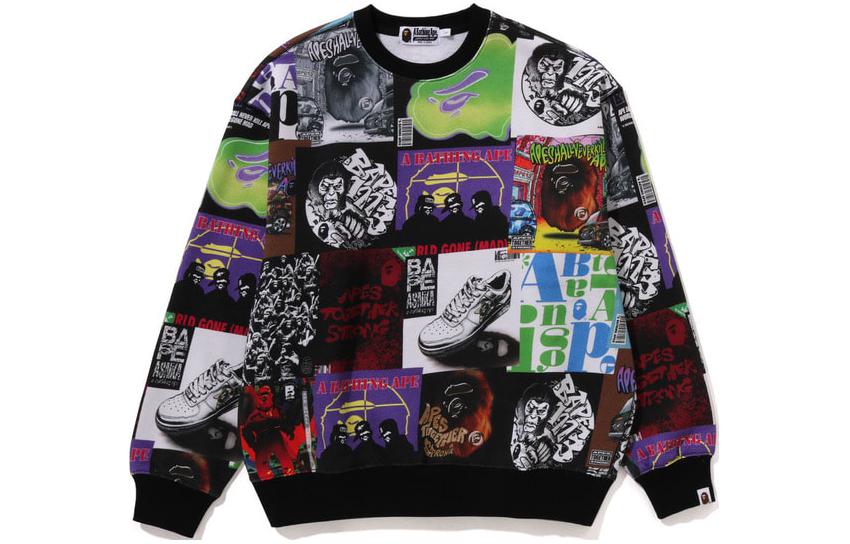 A BATHING APE BAPE FW23 Patchwork Graphic Pullover Hoodie Black Unisex. 0ZXSWMX13053L