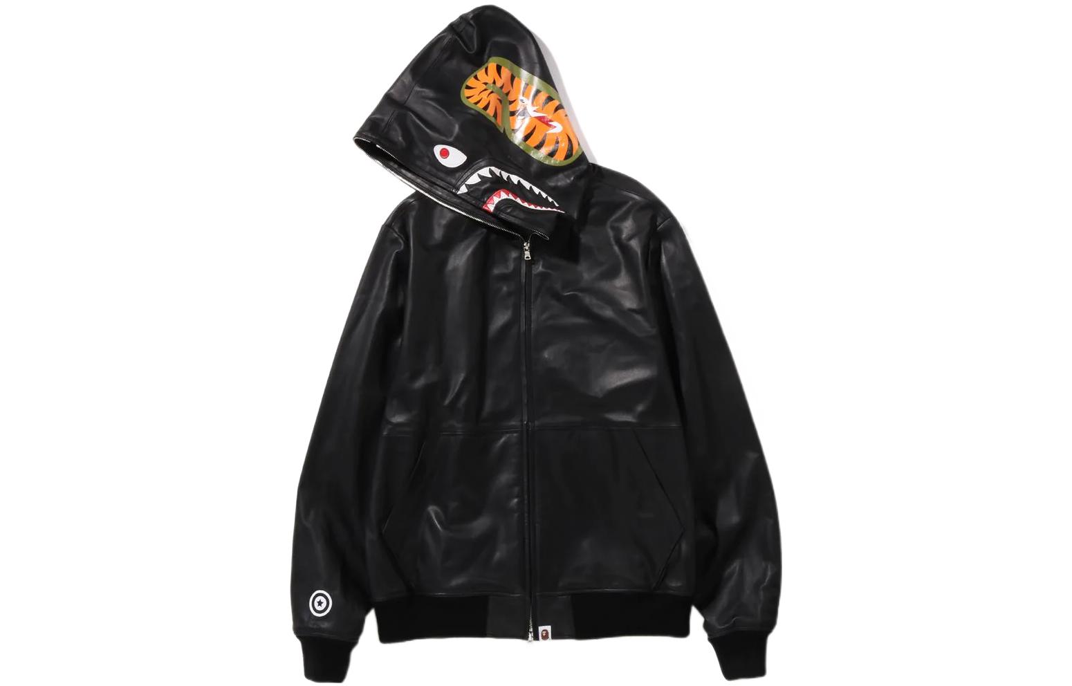 A BATHING APE Bape Leather Shark Full Zip Hoodie Jacket . 1I80-140-013 圖 3