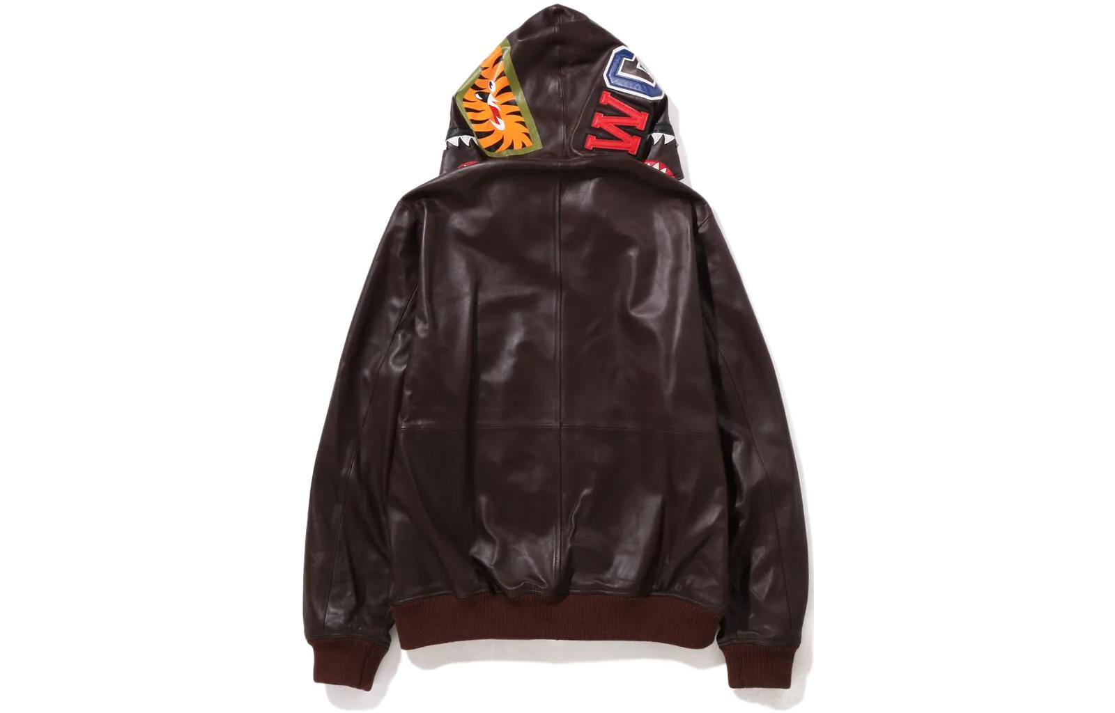 A BATHING APE Bape Leather Shark Full Zip Hoodie Jacket . 1I80-140-013 圖 7