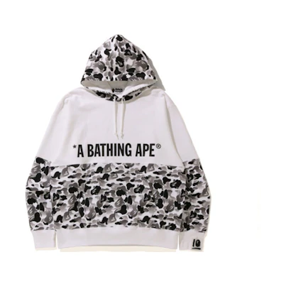 A BATHING APE BAPE Letter Print Camo Patchwork Pullover Hoodie Men 0ZXSWM114019F