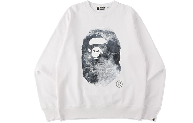 Shop A BATHING APE BAPE Lunar Ape Logo Crewneck Sweatshirt Unisex Edisi Terbatas 1H70-113-011