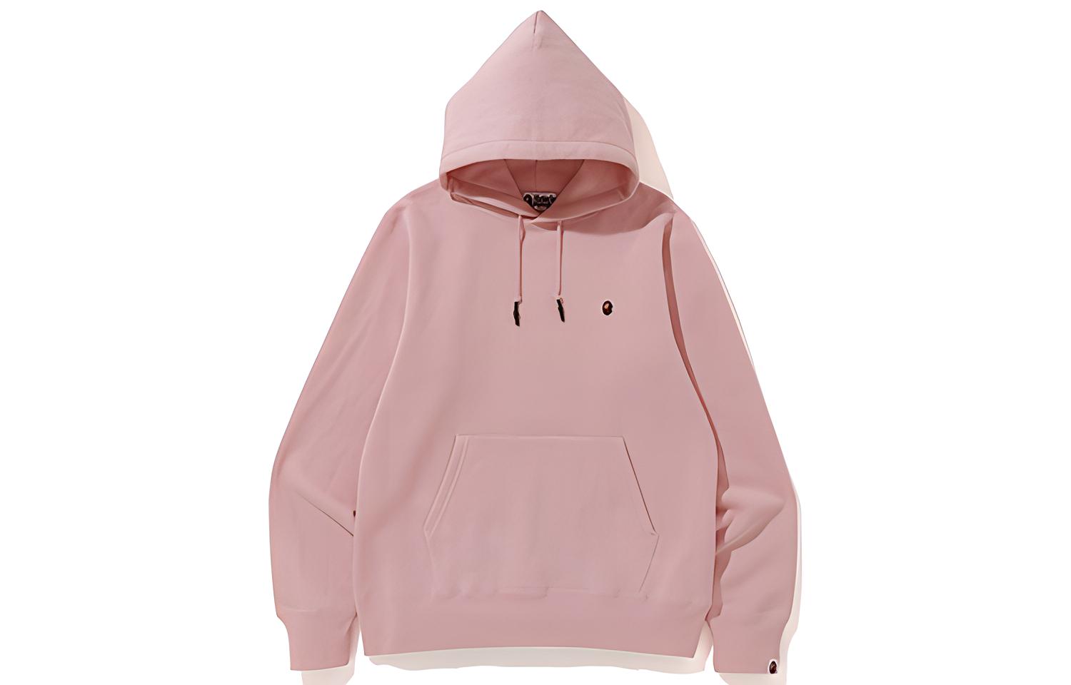 A BATHING APE BAPE One Point Pullover Hoodie Pink Unisex with Logo Embroidery. 1F80-114-004