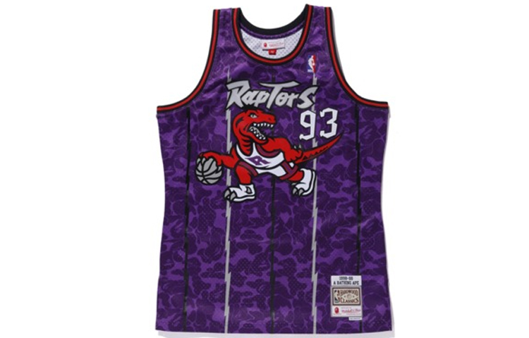 A BATHING APE Bape Raptors Camo Basketball Jersey Purple Unisex 93# Raptors. 1F73-109-919