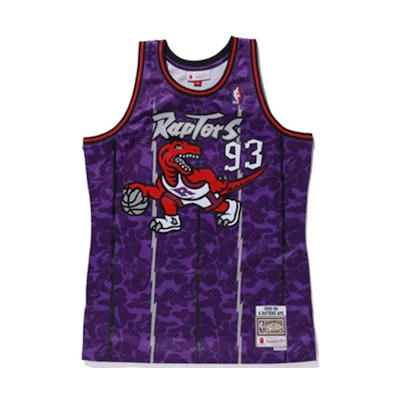 A BATHING APE Bape Raptors Camo Basketball Jersey Purple Unisex 93# Raptors. 1F73-109-919