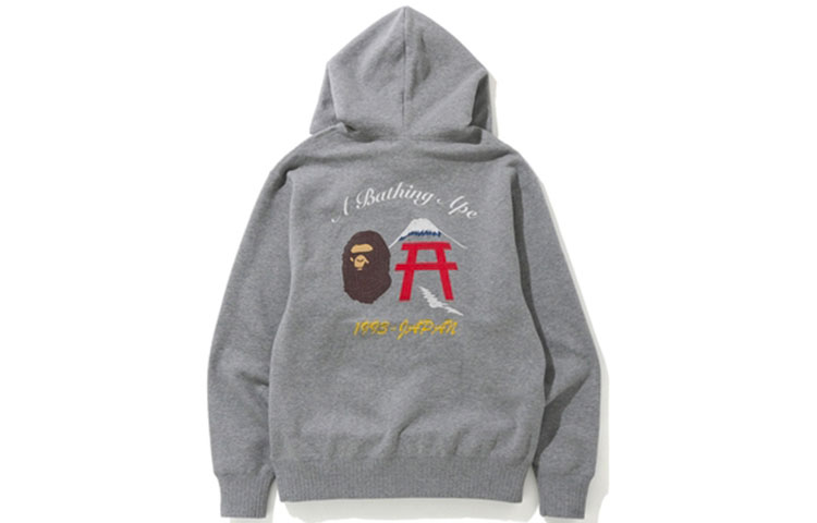 A BATHING APE BAPE Relaxed Pullover Fuji Cartoon Ape Back Logo Hoodie Grey Unisex 1F80-114-013 圖 3