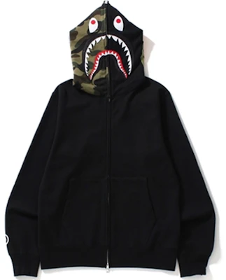 A BATHING APE Bape 鯊魚連帽拉鍊外套 黑色 經典套頭夾克. 1D80-115-012 Shop A BATHING APE Bape 鯊魚連帽拉鍊外套 黑色 經典套頭夾克. 1D80-115-012