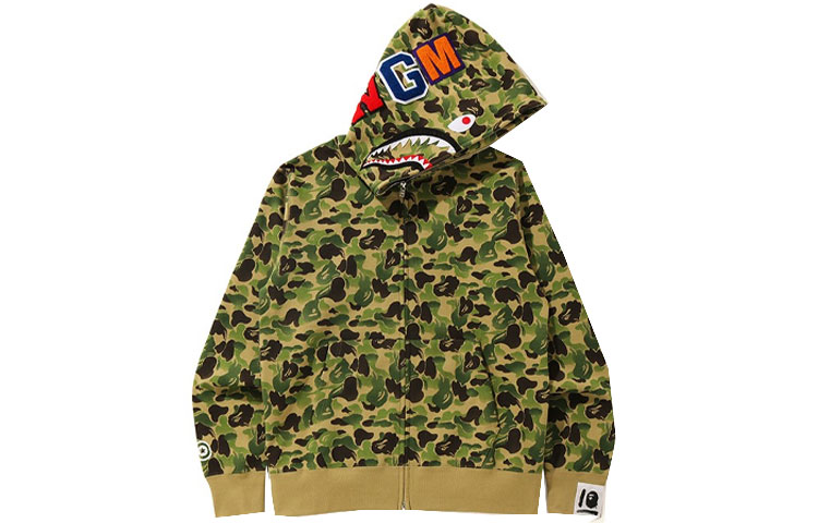Buy A BATHING APE BAPE 鯊魚拉鍊連帽外套 綠色迷彩 男女款 中國10周年限定版 OZXSWM11516X