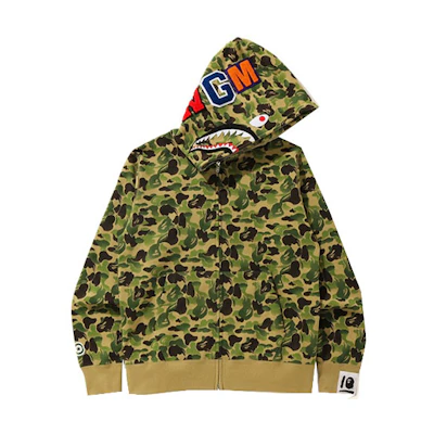 A BATHING APE BAPE Shark Zip Hoodie Green Camo Unisex "Future Ape" China 10th. OZXSWM11516X