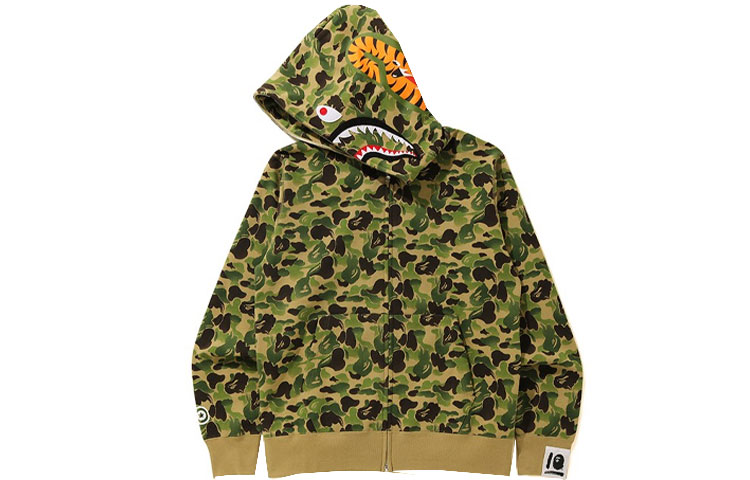 Shop A BATHING APE BAPE 鯊魚拉鍊連帽外套 綠色迷彩 男女款 中國10周年限定版 OZXSWM11516X