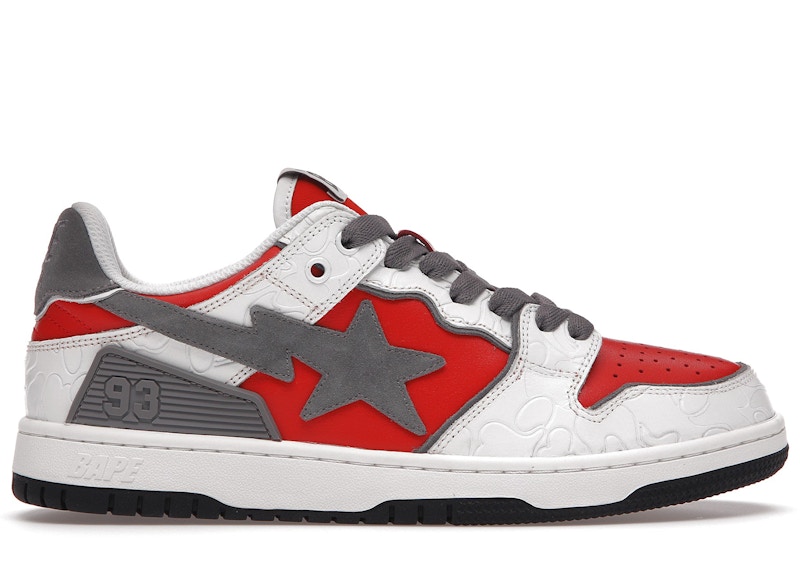 A Bathing Ape Bape SK8 Sta White Red 001FWH801017_RED_A