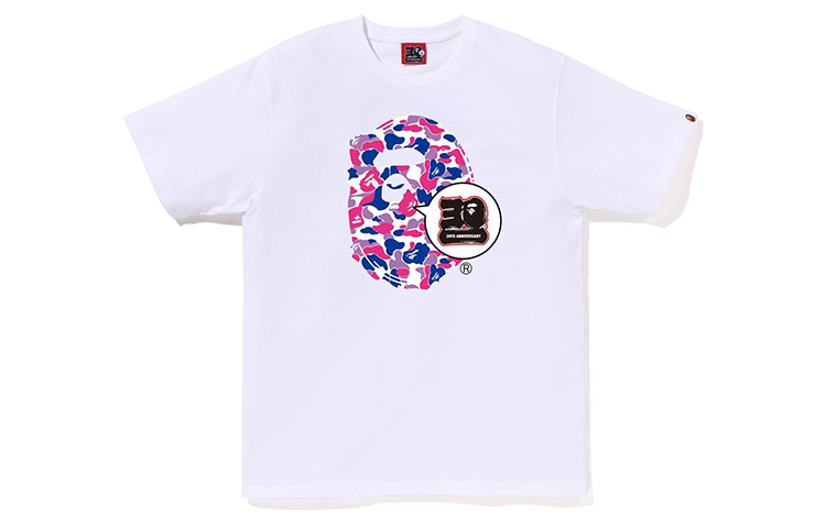 A BATHING APE Bape SS23 30th Anniversary Camo Ape Print Unisex T-Shirt. 1J22-110-055