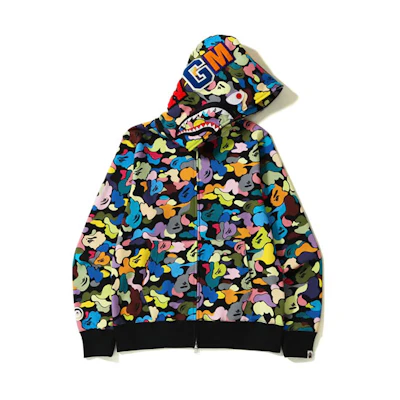 A BATHING APE BAPE SS23 Geometric Full-Print Zip Hoodie Black . 1I70-115-005