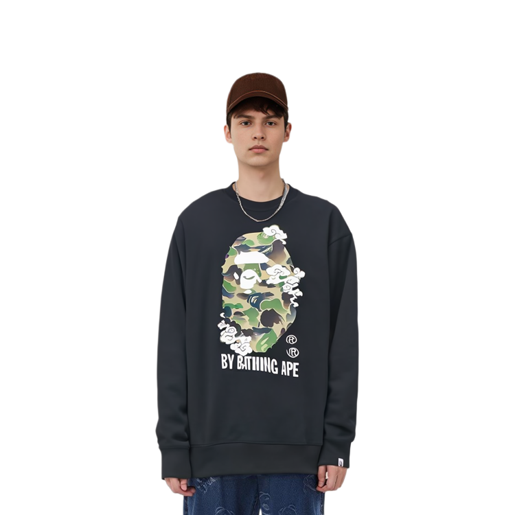 Shop A BATHING APE Bape SS23 墨水迷彩書法圓領衛衣. 0ZXSWM13001MJ