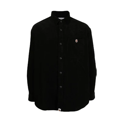 A BATHING APE Bape SS23 Solid Logo Button-Up Long-Sleeve Shirt Black Mens 0ZXSTM131007J