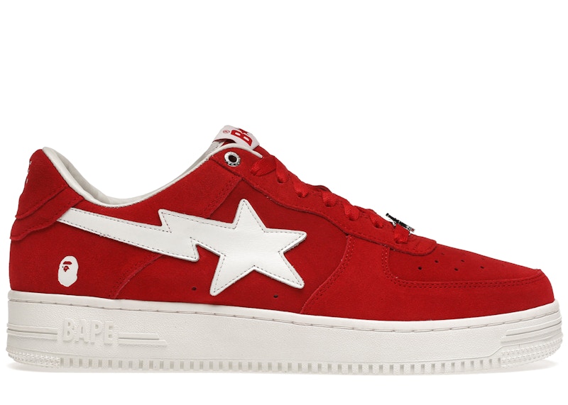 Buy A Bathing Ape Bape Sta Low Rot Wildleder Sneakers 001FWH201047_RED