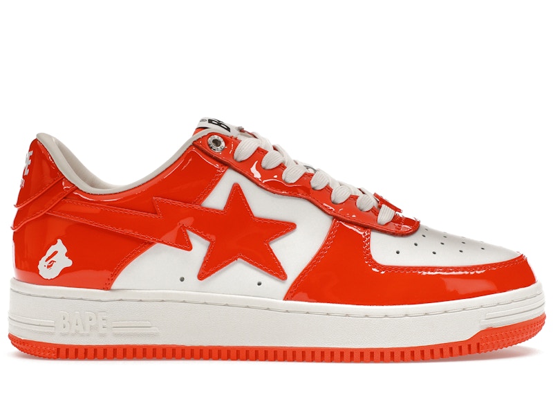 A Bathing Ape Bape Sta Patent Leather Orange White 1I70-291-001/1I70-191-002
