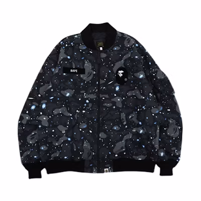 A BATHING APE BAPE Star Camo Loose Fit Flight Jacket Black 1H80-140-005