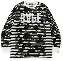 A BATHING APE Bape Striped Reverse Logo Print Long Sleeve Shirt Camo Mens. 1H30-111-003 A BATHING APE Bape Striped Reverse Logo Print Long Sleeve Shirt Camo Mens. 1H30-111-003