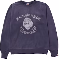A BATHING APE BAPE x SAINT Mxxxxxx Vintage Style Crewneck Sweatshirt Grey Blue Unisex 1J23-113-903 A BATHING APE BAPE x SAINT Mxxxxxx Vintage Style Crewneck Sweatshirt Grey Blue Unisex 1J23-113-903