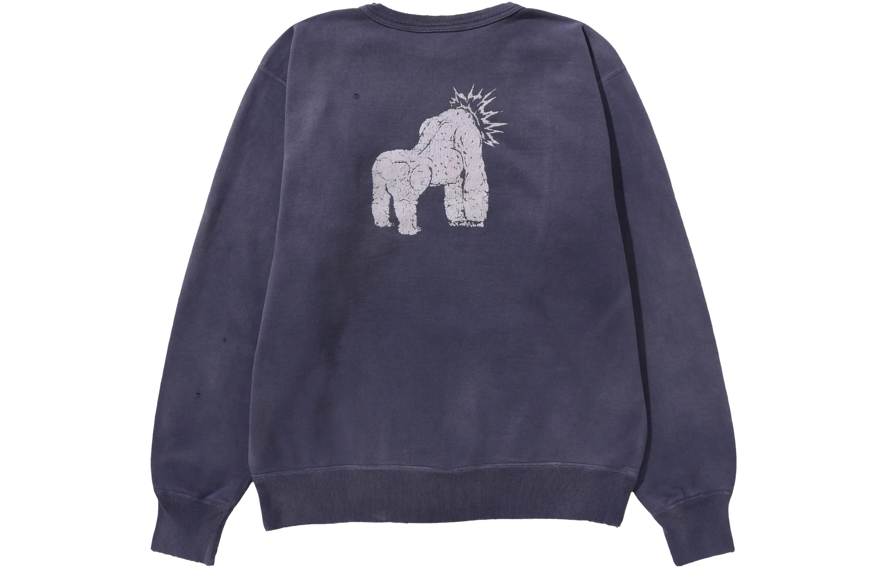 A BATHING APE BAPE SAINT Mxxxxxx Vintage Style Crewneck Sweatshirt Grey Blue Unisex 1J23-113-903 圖 3