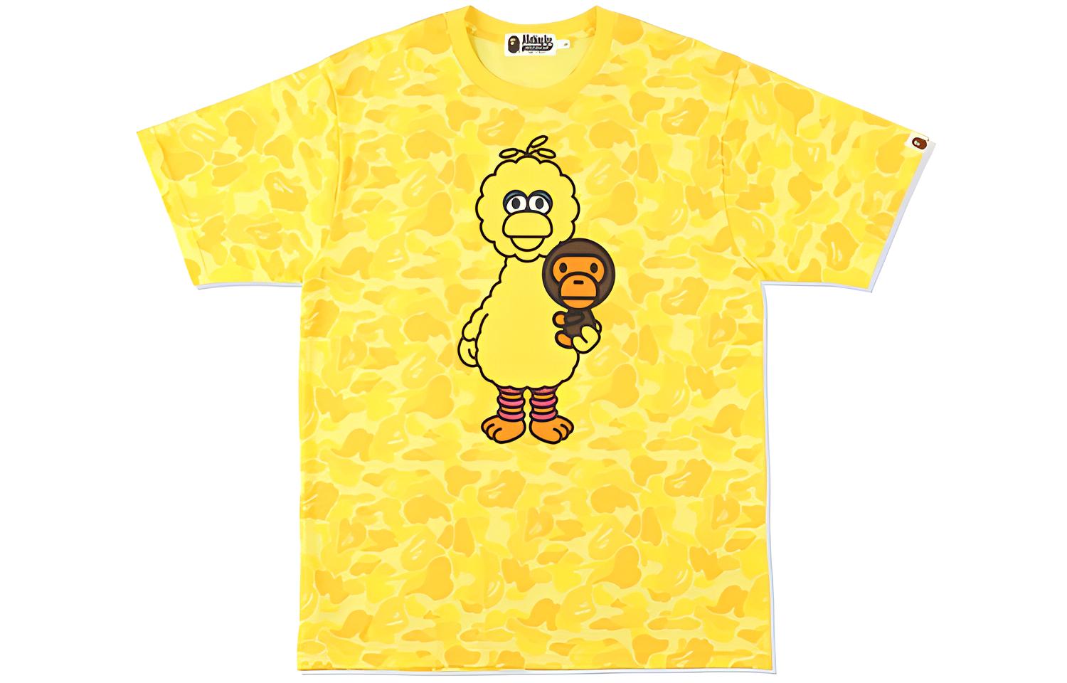 A BATHING APE Bape SESAME STREET Camo Print T-Shirt  Collaboration. 2H23-109-927