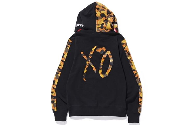 A BATHING APE BAPE XO Camo Shark Pullover Hoodie Black Yellow . 1E70-115-904 圖 4