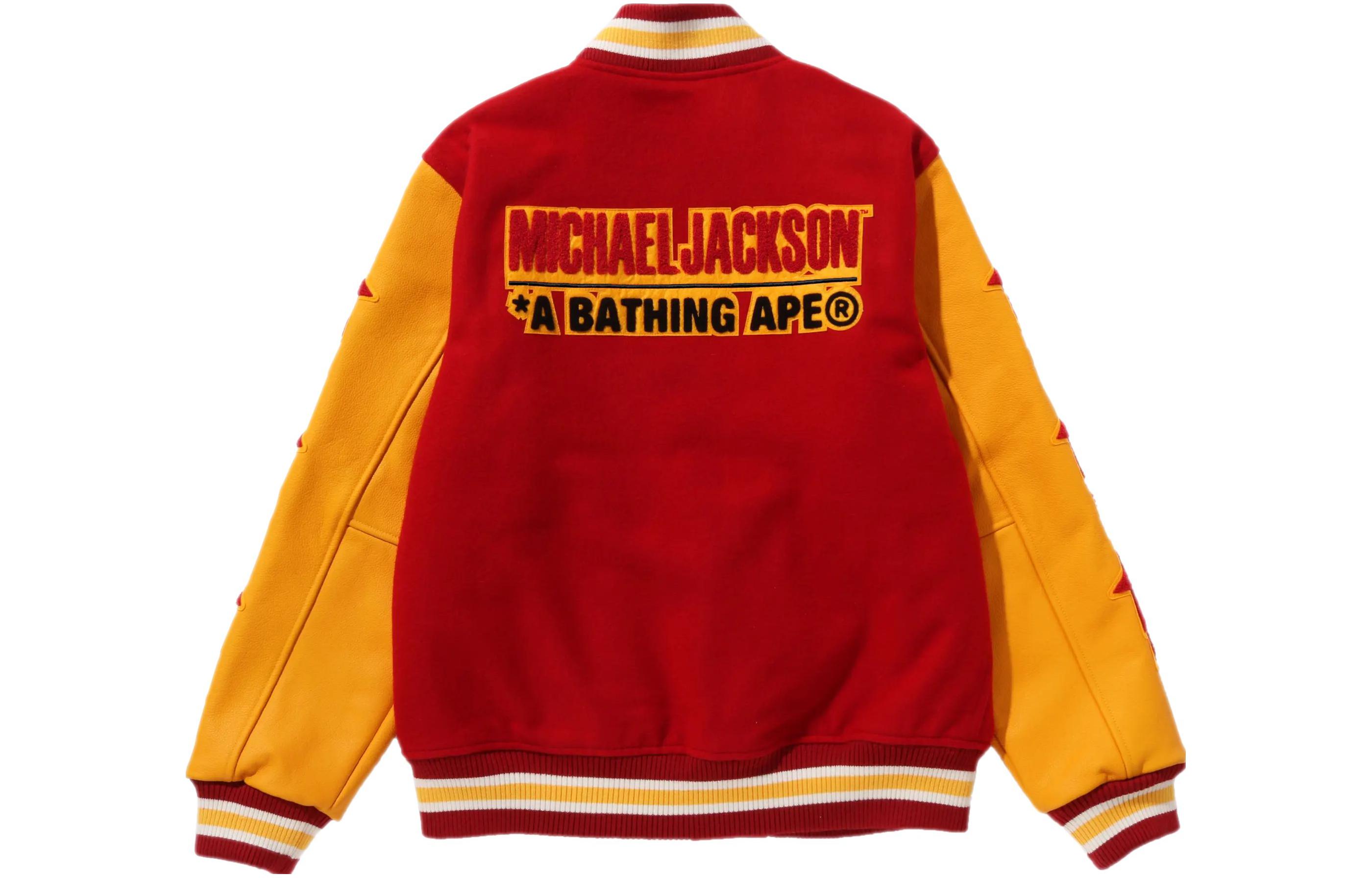 Lookbook A BATHING APE FW23 Jaket Varsity Unisex BAPE x Michael Jackson Merah Retro. 1J73-141-906