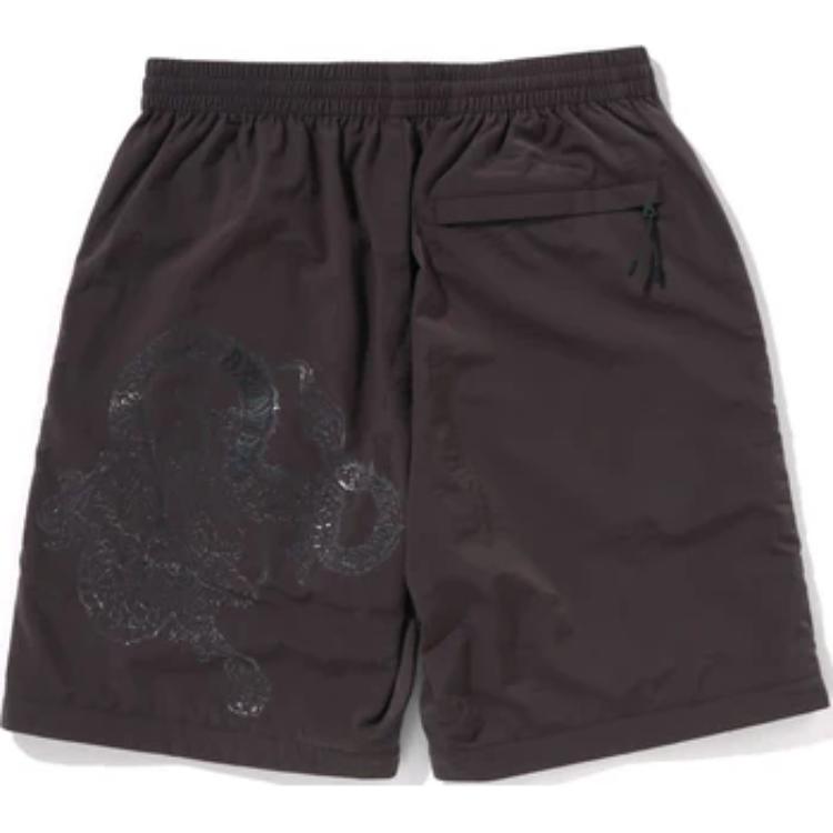 Purchase 베이프 FW24 로고 프린트 엘라스틱 웨이스트 캐주얼 팬츠 다크 그레이. 1K70-152-002