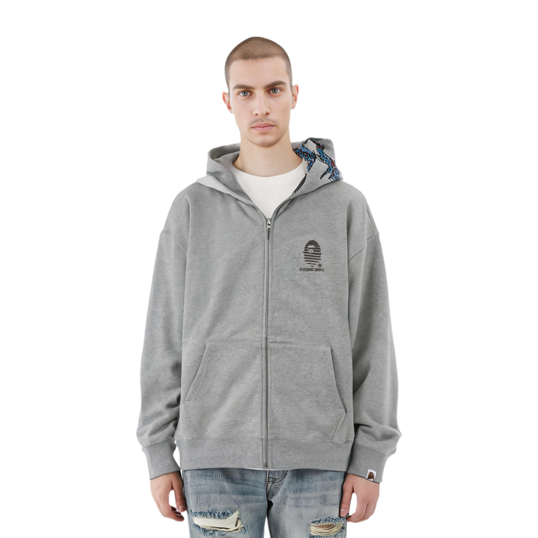 A BATHING APE FW24 A Rising Bape Hoodie  Tiger Logo Embroidered Zip-Up. 1K70-115-002 圖 9