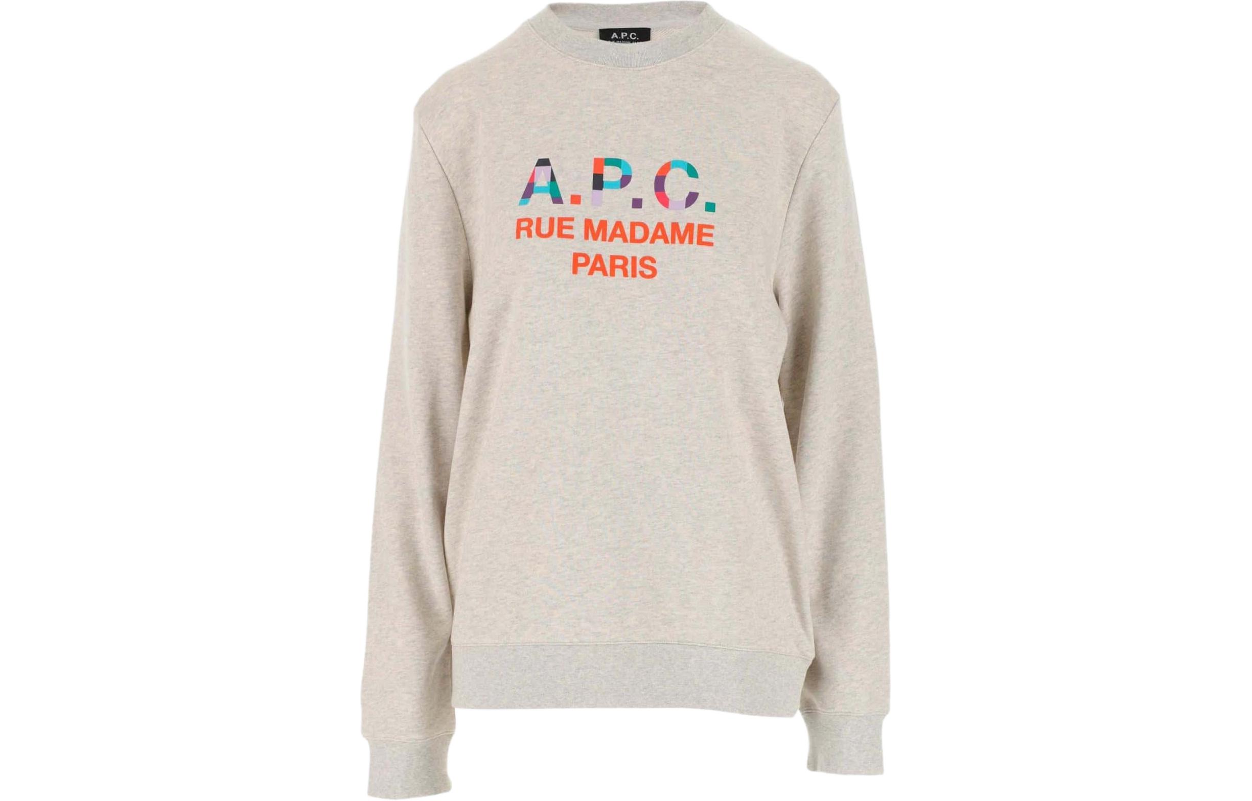A.P.C. Alphabet Print Crewneck Loose Fit Long Sleeve Sweatshirt Gray COEZFH27743-PAA
