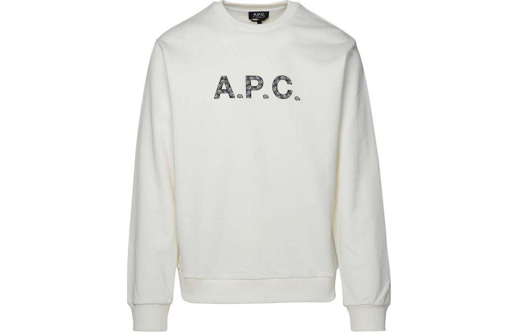 A.P.C. Beige Colorblock Crewneck Letter Print Sweatshirt Long Sleeve COEIPH27886-TAG
