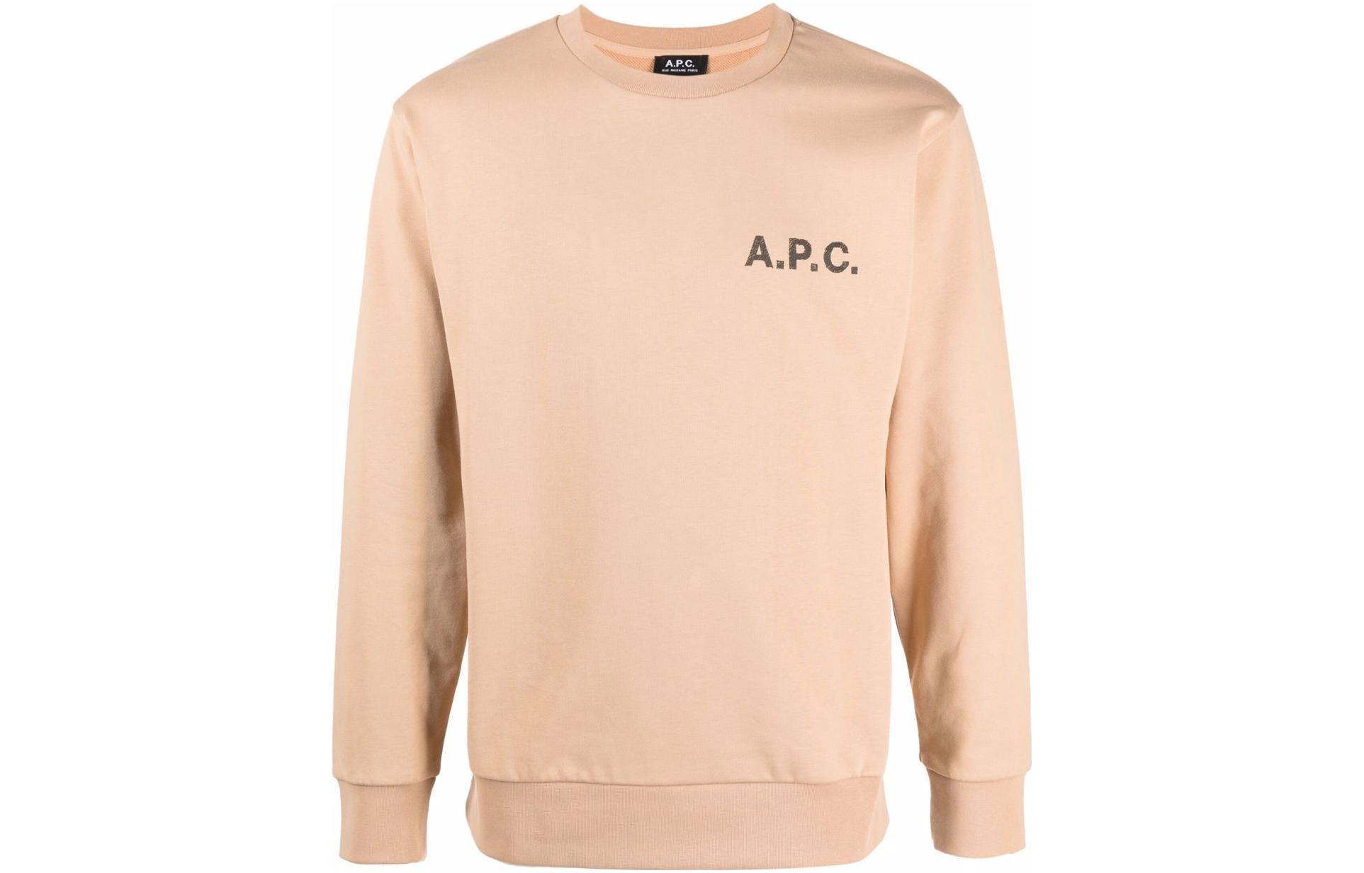 A.P.C. Beige Crewneck Sweatshirt with Solid Logo Print COERHH27669BAA