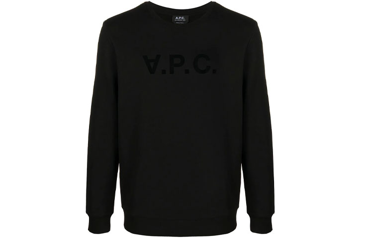 A.P.C. Black Crewneck Pullover Sweatshirt with Letter Print COECQH27378-LZZ