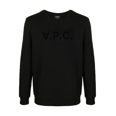 A.P.C. Black Crewneck Pullover Sweatshirt with Letter Print COECQH27378-LZZ