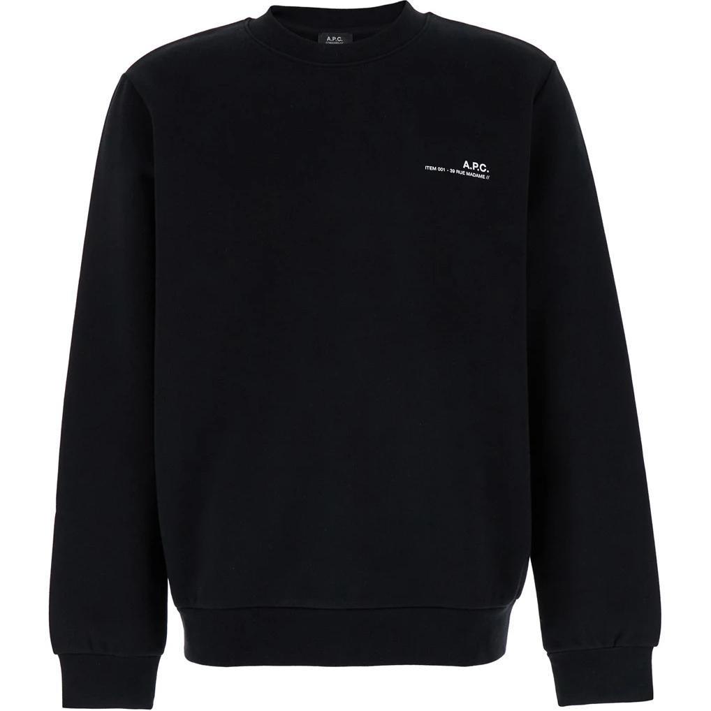 A.P.C. Black Long-Sleeve Crewneck Pullover Sweatshirt with Logo COHBP-M27927-TZC