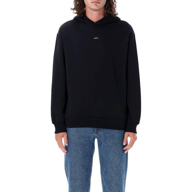 A.P.C. Black Pullover Hoodie with Solid Color Letter Print H27911COHBX-TZC