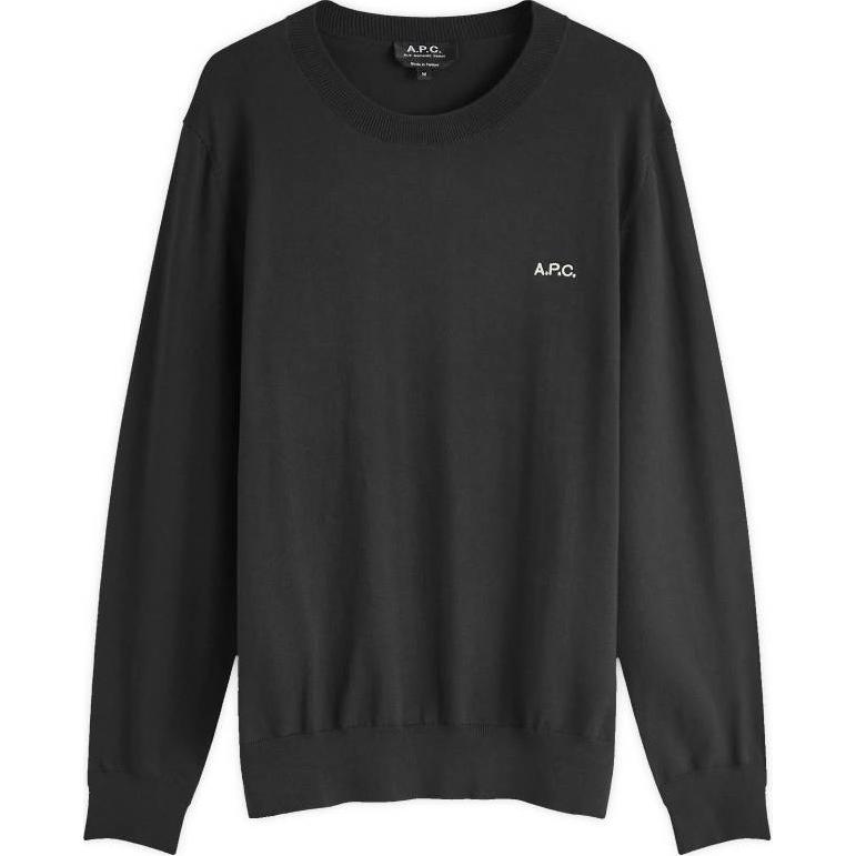 A.P.C. Black Ribbed Logo Print Crewneck Sweatshirt COGDKH23317-LZA