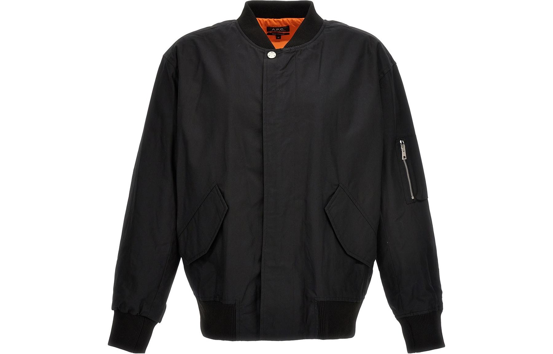 A.P.C. Black Solid Color Baseball Collar Zip Jacket COERCH02842-LZZ
