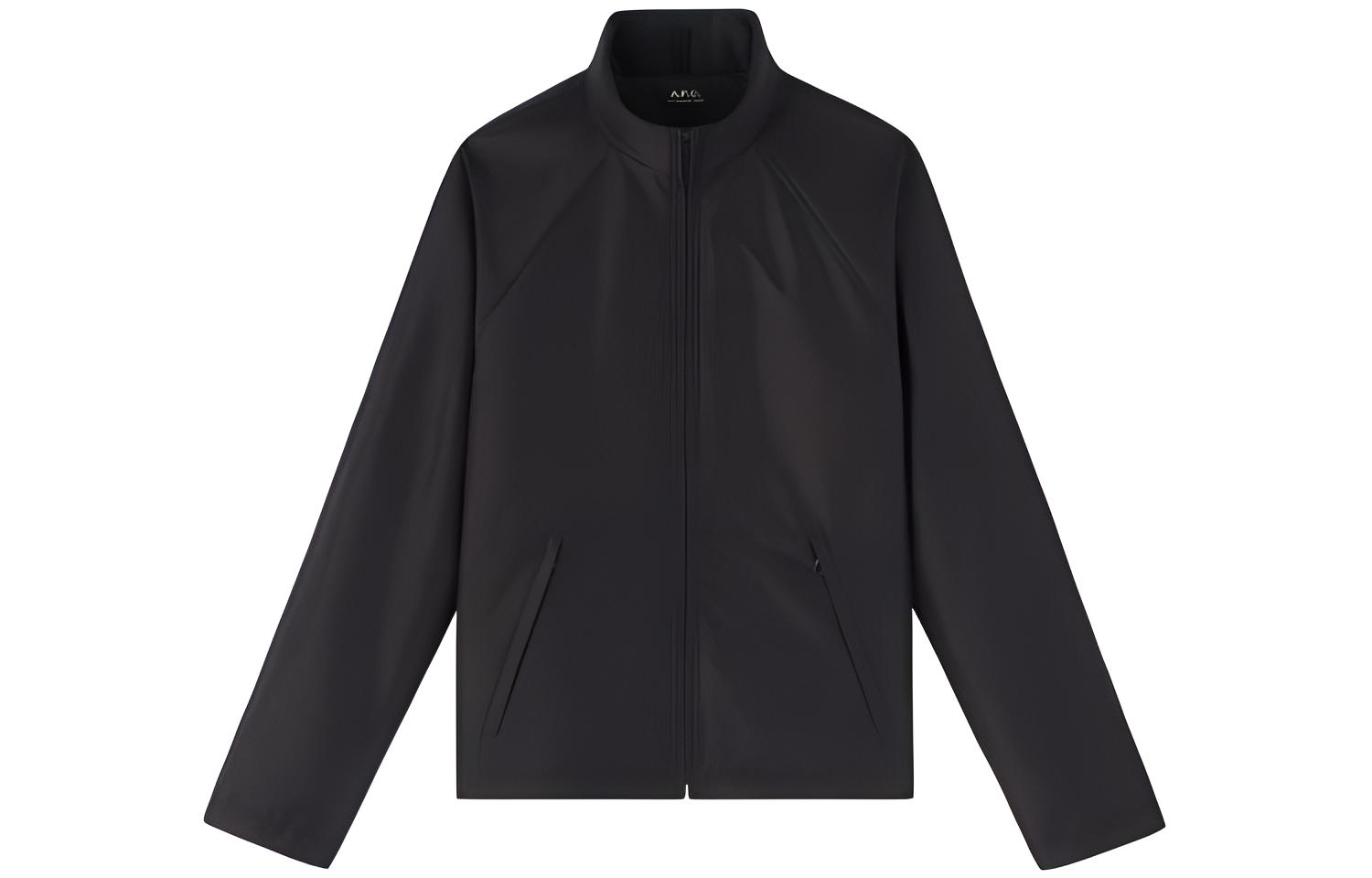 A.P.C. Black Solid Color Full-Zip Long-Sleeve Jacket PAACB-H02437-LZZ