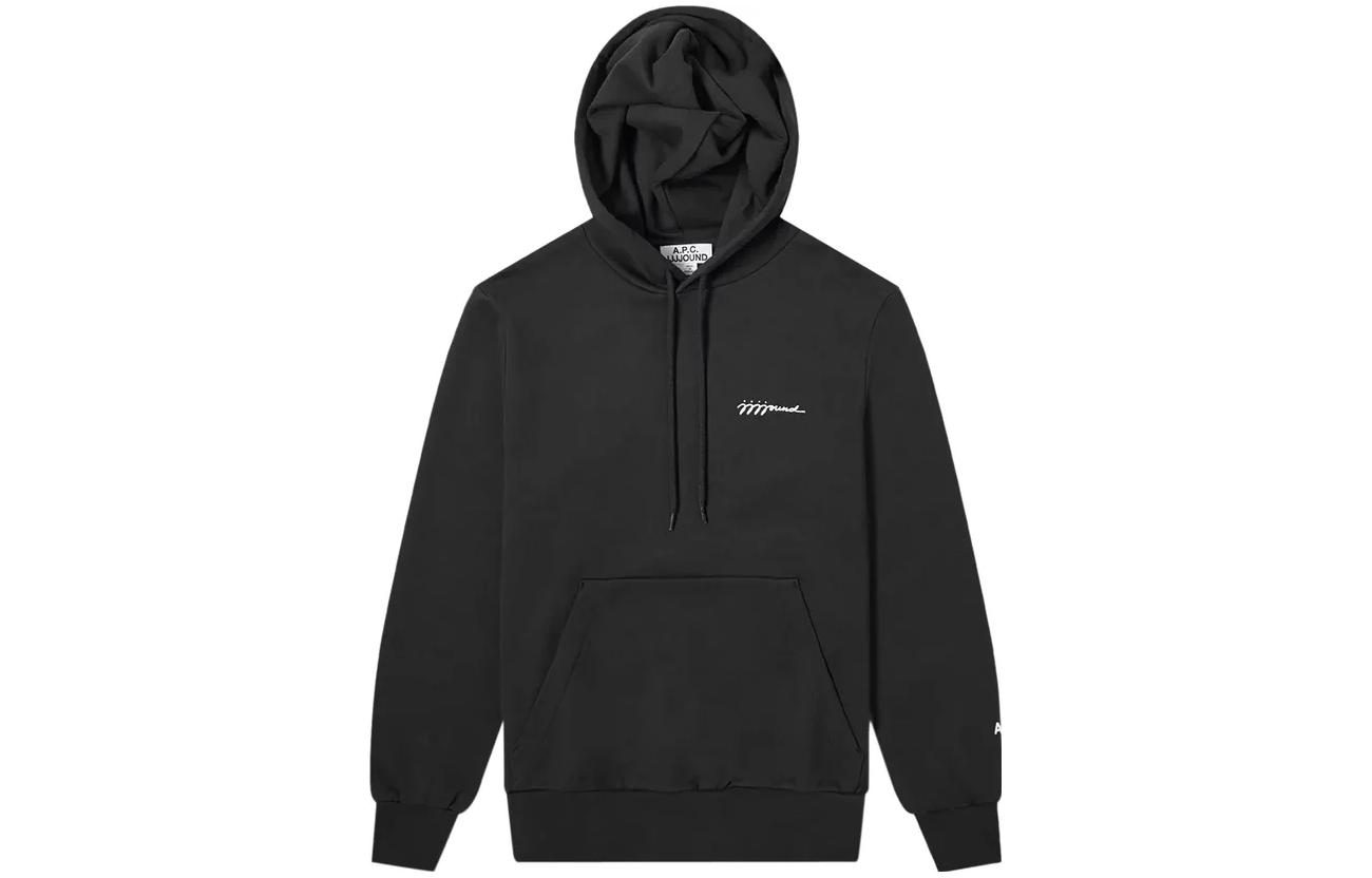 A.P.C. Black Solid Color Hoodie with Letter Embroidery COEASH27567BLAC
