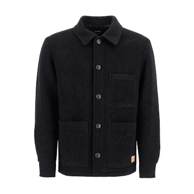 A.P.C. Black Solid Long Sleeve Fitted Button-Up Jacket WVBCAH02961-LZZ