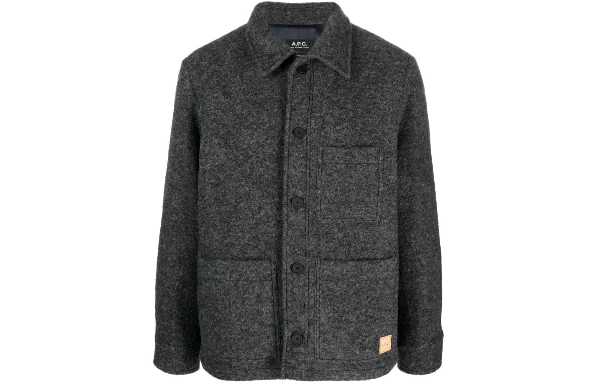 A.P.C. Black Solid Loose-Fit Long-Sleeve Jacket with Pointed Collar WVBCAH02713PLA