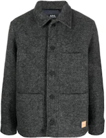 A.P.C. Black Solid Loose-Fit Long-Sleeve Jacket with Pointed Collar WVBCAH02713PLA A.P.C. Black Solid Loose-Fit Long-Sleeve Jacket with Pointed Collar WVBCAH02713PLA