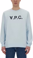 A.P.C. Blue Crewneck Logo Print Long Sleeve Sweatshirt COFAXH27378-IAB A.P.C. Blue Crewneck Logo Print Long Sleeve Sweatshirt COFAXH27378-IAB