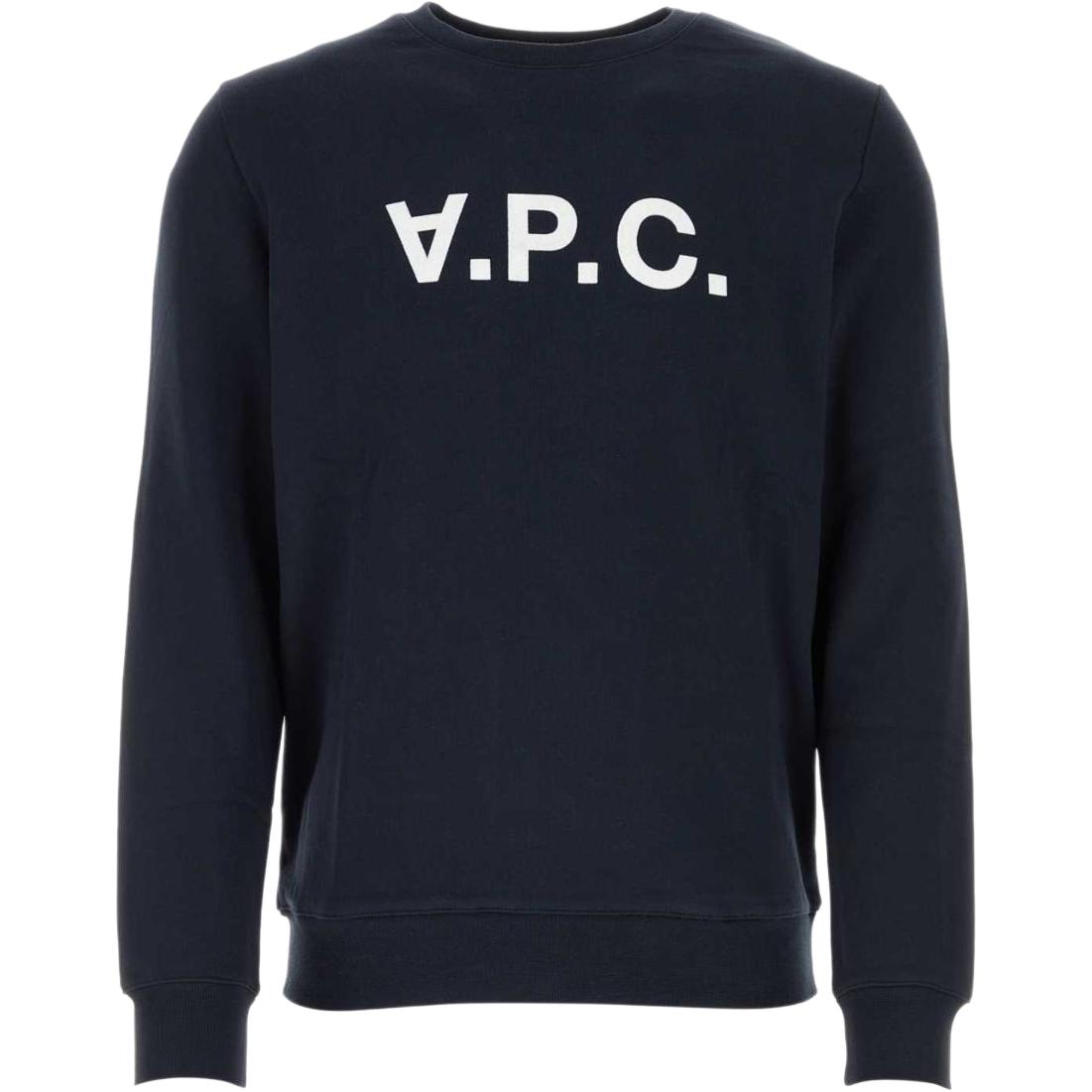 A.P.C. Blue Crewneck Logo Slim-Fit Long-Sleeve Sweatshirt COFAXMH27378-IAK