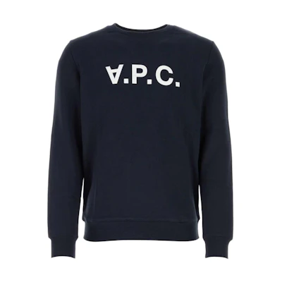 A.P.C. Blue Crewneck Logo Slim-Fit Long-Sleeve Sweatshirt COFAXMH27378-IAK