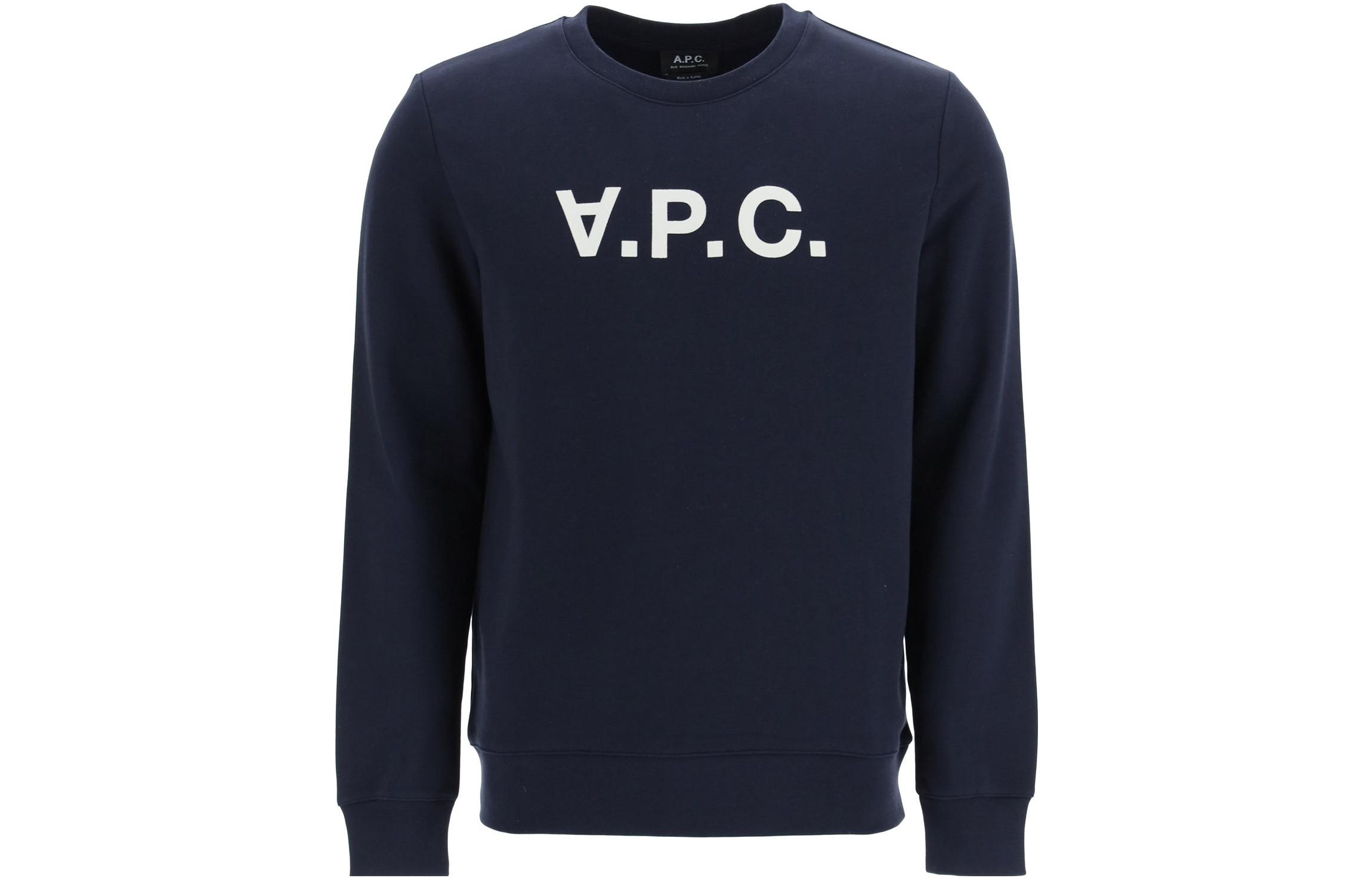 A.P.C. Blue Crewneck Sweatshirt with Casual Logo Print COFAXH27378IAK