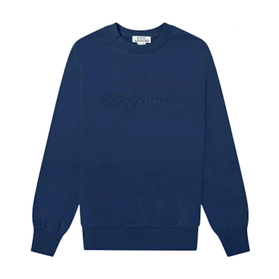 A.P.C. Blue Logo Print Crewneck Oversized Sweatshirt COEASH27566DARK