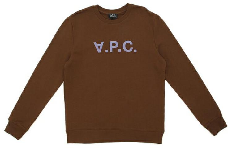 A.P.C. Brown Crewneck Logo Print Long Sleeve Sweatshirt COFAXH27378-CAJ
