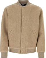 A.P.C. Brown Knit Button-Up Baseball Collar Jacket WOAQRM02888-BAA A.P.C. Brown Knit Button-Up Baseball Collar Jacket WOAQRM02888-BAA